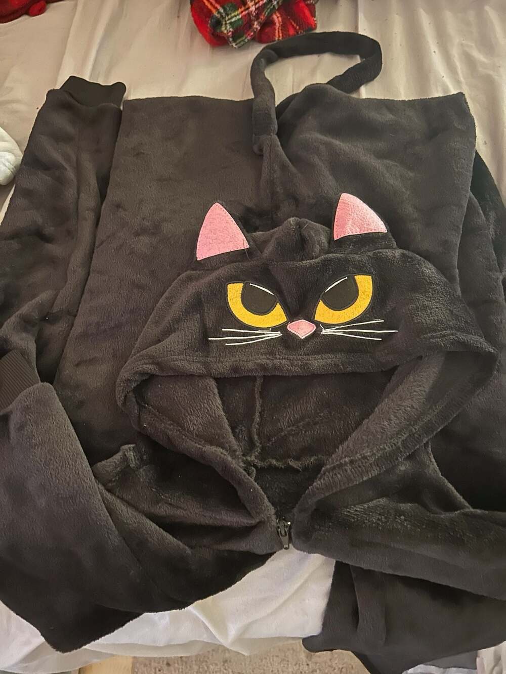 Black Cat Plush Hooded Onesie Pajamas Costume